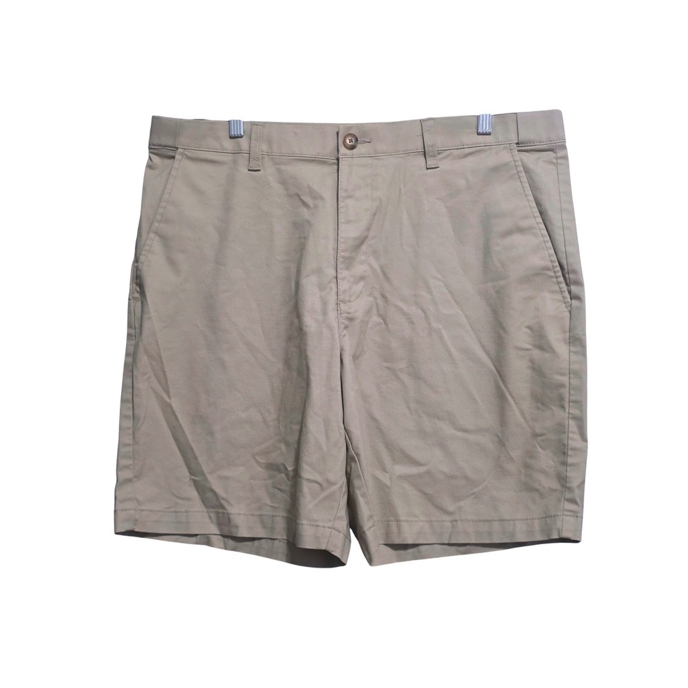 Croft & Barrow Mens 38 Khaki Tan Chino Shorts Flat Front Stretch Cotton Blend